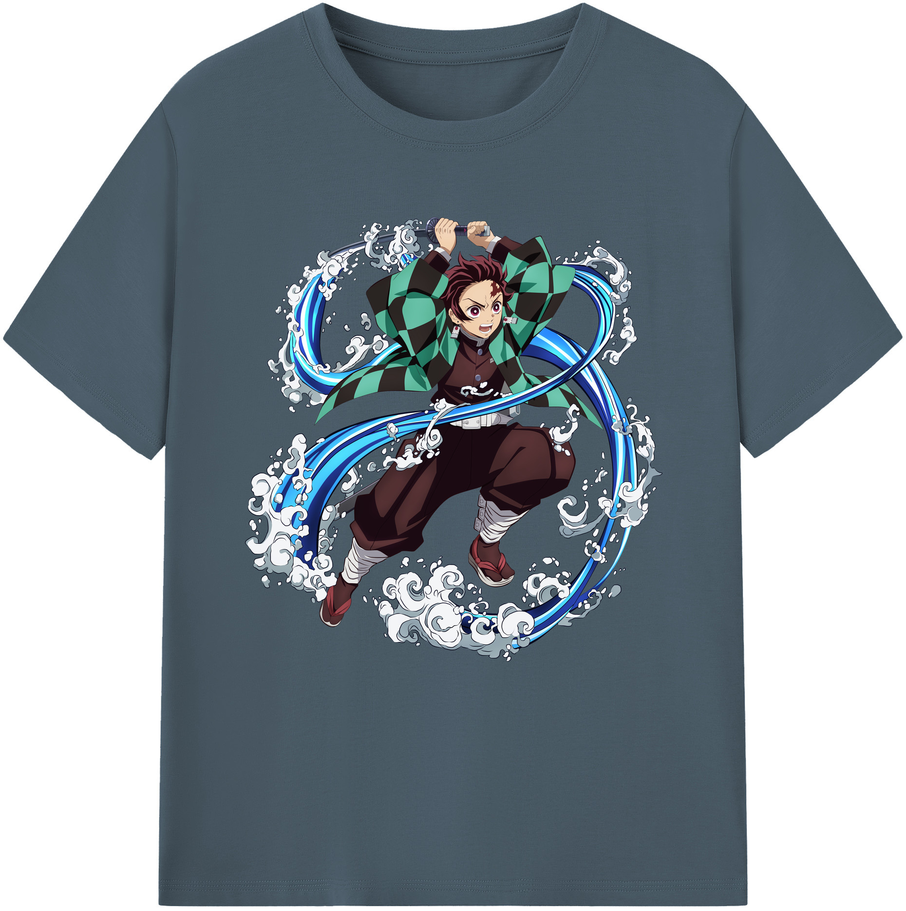 （画像用） 鬼滅の刃 竈門 炭治郎／かまど たんじろう Kamado Tanjirou 綿100％半袖Tシャツ（フロントプリント）